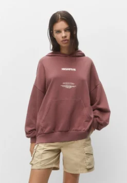 PULL & BEAR Highfive SloganFelpa Con CappuccioBerry Donna Felpe PUC21J10Y-I11
