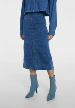 Stradivarius Stretch- Gonna Di Jeans - Dark Blue Denim