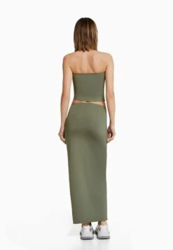 BERSHKA Gonna Lunga - Khaki