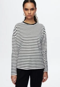 Maglietta A Manica LungaStriped White Donna T-shirt E Top ADK21D002-A11