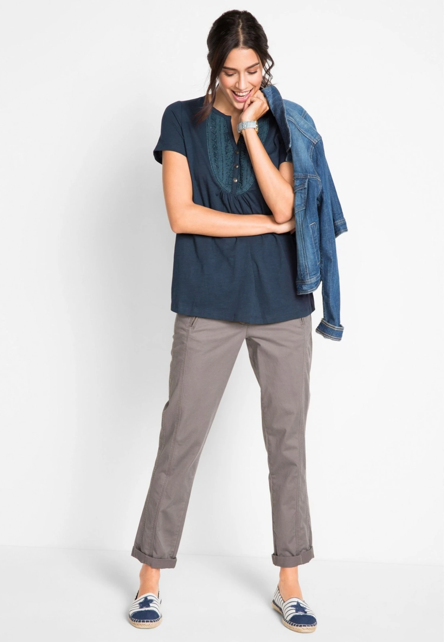 Flammgarn Mit Kurzen Ärmeln Schönes Flammgarn - T-Shirt Con Stampa - Blau 2 Flammgarn Mit Kurzen Ärmeln Schönes Flammgarn - T-Shirt Con Stampa - Blau - immagine 2