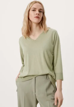 S.Oliver BLACK LABEL Mit RippdetailsMaglietta A Manica LungaLight Khaki Donna T-shirt E Top SOA21D0B4-M11