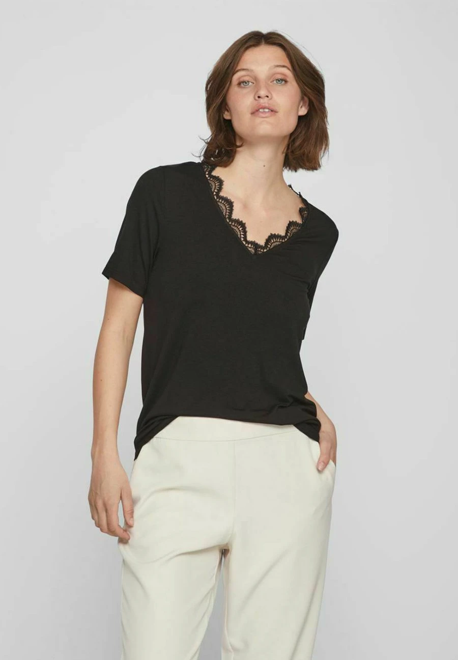 Vila Mit Kurzen Ärmeln V-AusschnittT-Shirt Con StampaBlack Donna T-shirt E Top V1021D1ER-Q11 1 Vila Mit Kurzen Ärmeln V-AusschnittT-Shirt Con StampaBlack Donna T-shirt E Top V1021D1ER-Q11