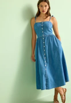 Next Button Through Denim Summer DressVestito Di JeansBlue Donna Vestiti NX321C3L1-K11