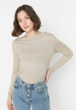 Trendyol Maglietta A Manica LungaBeige Donna T-shirt E Top TRU21E0YA-B11 -Vendite Next 2405108179f74d809b0b449987562526