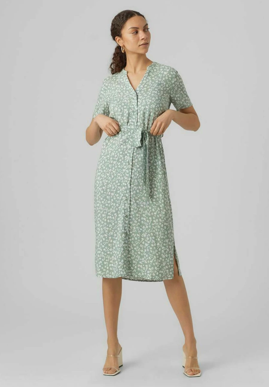 Vero Moda Vmvica S/S Ga Wvn NoosAbito A CamiciaGreen Bay Donna Vestiti VE121C3PV-M12 2 Vero Moda Vmvica S/S Ga Wvn NoosAbito A CamiciaGreen Bay Donna Vestiti VE121C3PV-M12 - immagine 2