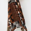 Next Asymmetric Pleated Midi Skirt TallGonna A PiegheBrown Geometric Check Donna Gonne NX321B0PF-O11