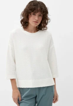 S.Oliver À Motif TexturéMaglietta A Manica LungaEcru Donna T-shirt E Top SO221D2I9-A11