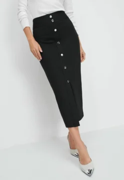 Next Tailored Button Detail Gonna A TubinoBlack Donna Gonne NX321B0QN-Q11