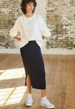 Next Jersey Midi SkirtGonna A TubinoBlack Donna Gonne NX321B0ND-Q11