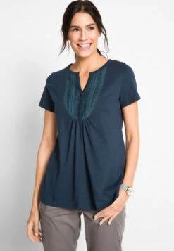 Flammgarn Mit Kurzen Ärmeln Schönes Flammgarn - T-Shirt Con Stampa - Blau