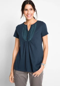 Flammgarn Mit Kurzen Ärmeln Schönes Flammgarn - T-Shirt Con Stampa - Blau