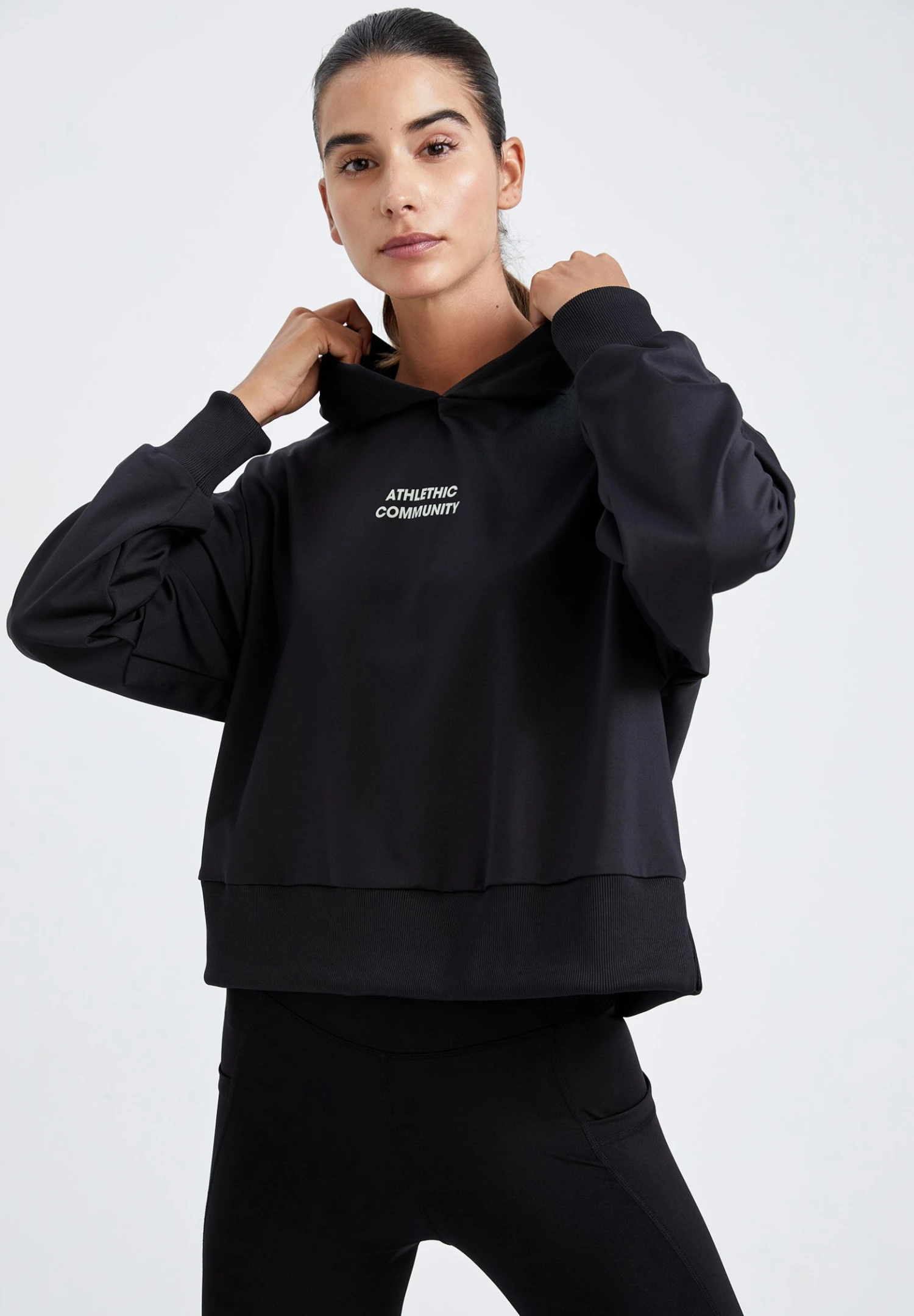 DeFacto Cover Up Felpa Con CappuccioBlack Donna Felpe DEZ21J0IY-Q11 1 DeFacto Cover Up Felpa Con CappuccioBlack Donna Felpe DEZ21J0IY-Q11