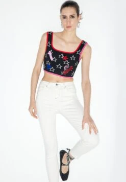 Twist Slim Fit Star Jacquard Crop - Top - Black 10 Twist Slim Fit Star Jacquard Crop - Top - Black -Vendite Next 3eda0626824b422ca13b83287ca291bf