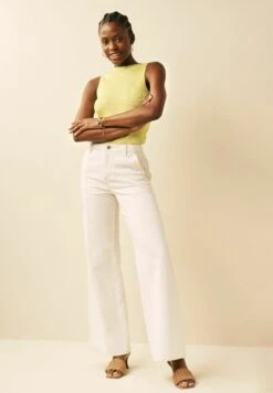 Next Glossy Rib Knit Tank VestTopYellow Donna T-shirt E Top NX321I1JU-E11