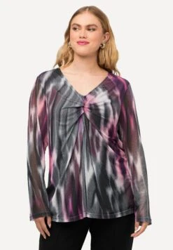 Ulla Popken Doppellagig, V-Ausschnitt, CamicettaPflaume Donna Camicie E Bluse UP121E29Y-C11