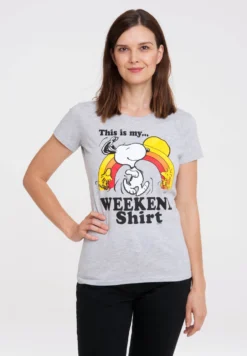Logoshirt ComicsPeanutsSnoopy & WoodstockWeekendT-Shirt Con StampaGrau-Meliert Donna T-shirt E Top S3421E012-C11