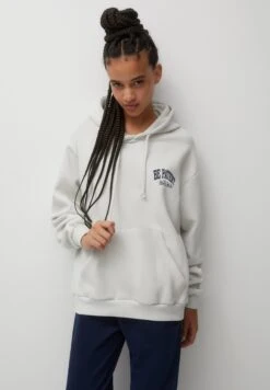 PULL & BEAR Printed- Felpa Con Cappuccio - White