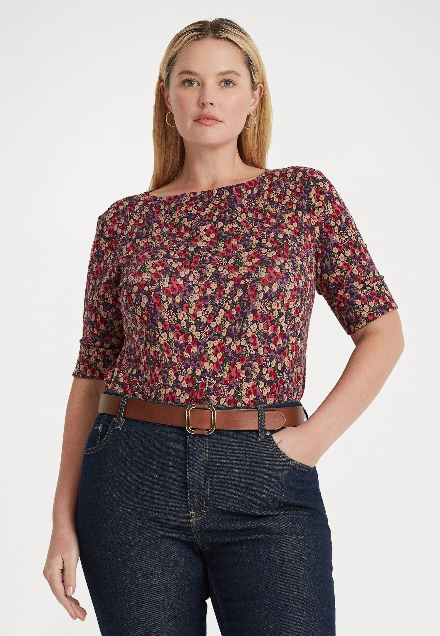 Judy Mid SleeveT-Shirt Con StampaNavy/Burgundy Multi Donna T-shirt E Top L0S21D03Z-K11 1 Judy Mid SleeveT-Shirt Con StampaNavy/Burgundy Multi Donna T-shirt E Top L0S21D03Z-K11