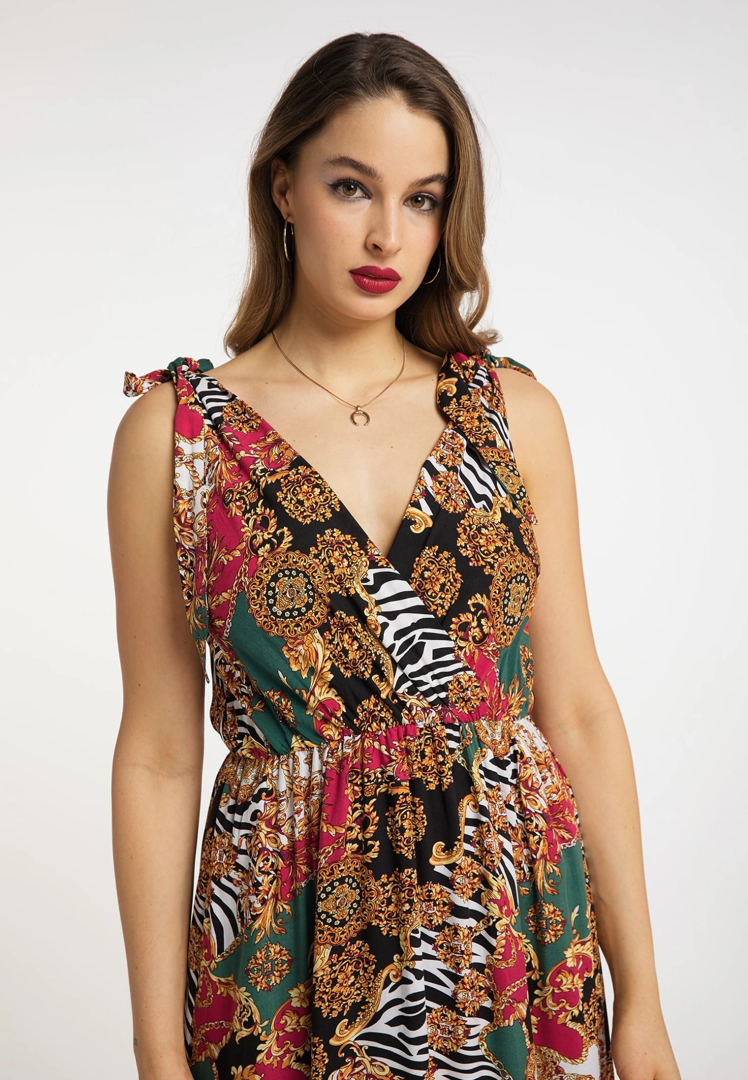 Faina MiokiVestito LungoRot Mehrfarbig Donna Vestiti FAB21C06K-T11 4 Faina MiokiVestito LungoRot Mehrfarbig Donna Vestiti FAB21C06K-T11 - immagine 4