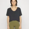 Athleta Essence Explore Crop TeeT-Shirt BasicBlack Donna T-shirt E Top ATI41D036-Q11
