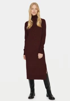 Saint Tropez Mila Roll Neck Abito In MagliaTawny Port Melange Donna Vestiti S2821C0CL-G11