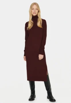 Saint Tropez Mila Roll Neck Abito In MagliaTawny Port Melange Donna Vestiti S2821C0CL-G11