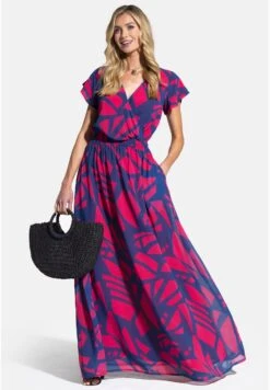 HotSquash ChiffonVestito LungoMatisse Print Coral Teal Donna Vestiti HOW21C03Y-K11