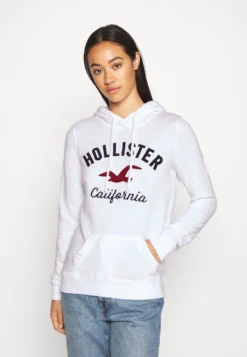 Hollister Co. Terry Tech CoreFelpa Con CappuccioWhite Donna Felpe H0421J03D-A11