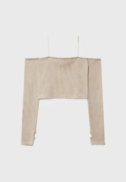 Stradivarius Seamless Crop - Maglietta A Manica Lunga - Stone -Vendite Next 61bb335b096a42e082663a40bb165321