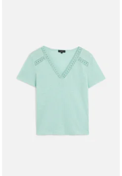 Caroll Elegant ModernT-Shirt BasicMint Green Donna T-shirt E Top CSP21D002-M11 -Vendite Next 74bd0296f3df4d9996aa4a5860436568