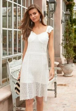 Next Sweetheart Neck Crochet Midi DressVestito EstivoWhite Donna Vestiti NX321C3EC-A11