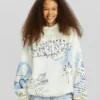 BERSHKA Printed Felpa Con CappuccioWhite Donna Felpe BEJ21J0H9-A11