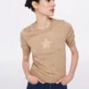 Twist Star Embroidered - T-Shirt Con Stampa - Camel