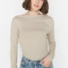 Trendyol Maglietta A Manica LungaBeige Donna T-shirt E Top TRU21E0YA-B11