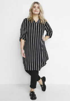 MilanaAbito A CamiciaBlack / Chalk Stripe Donna Vestiti KAN21C01Y-Q12