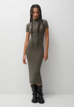 PULL & BEAR High Neck Basic - Vestito Lungo - Grey