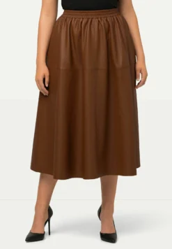 Ulla Popken Midi En Trapèze Au Genou Ceinture Élastique - Gonna A Campana - Erde