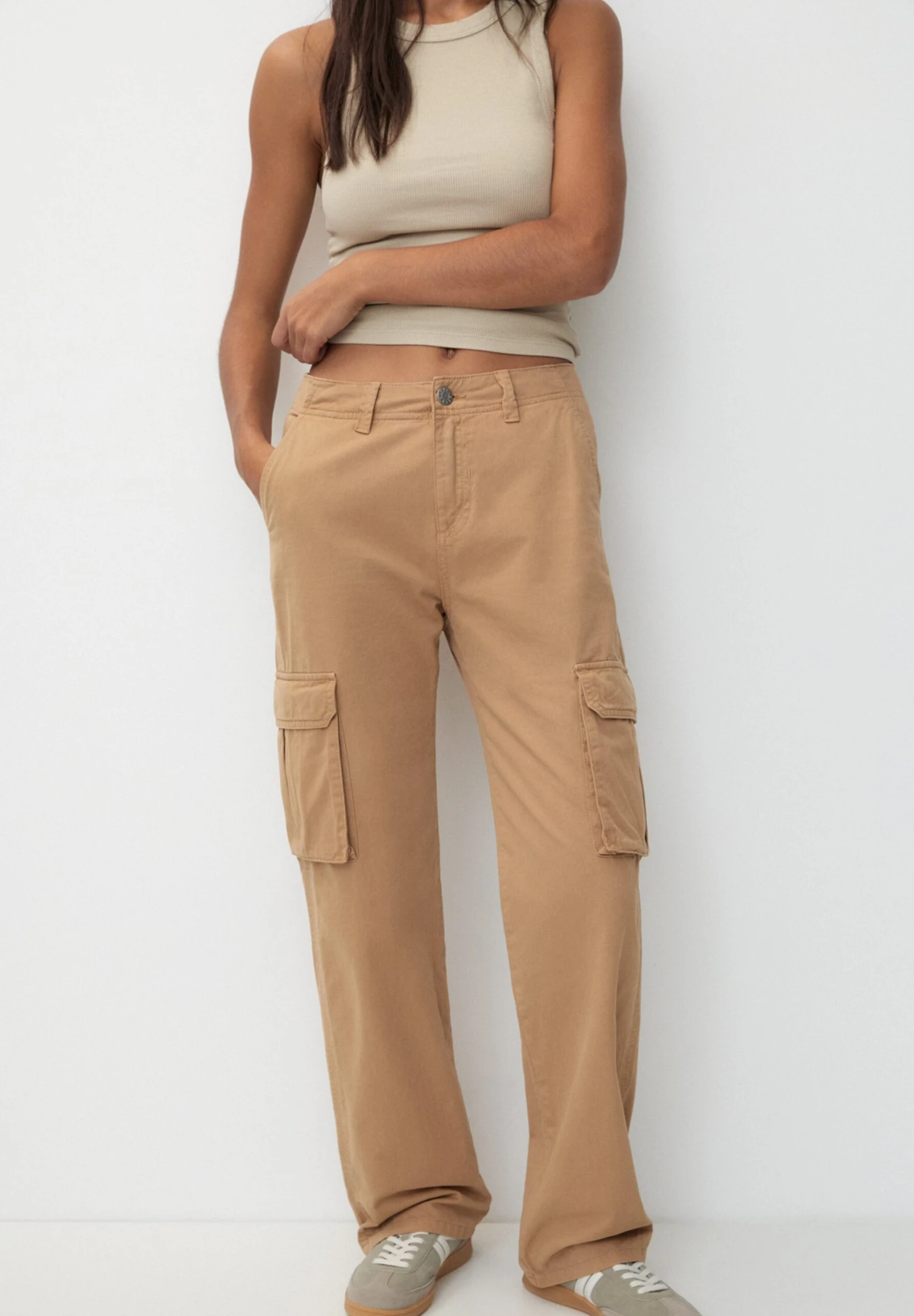 PULL & BEAR BasicPantaloni CargoCamel Donna Pantaloni PUC21A0UZ-B11 1 PULL & BEAR BasicPantaloni CargoCamel Donna Pantaloni PUC21A0UZ-B11