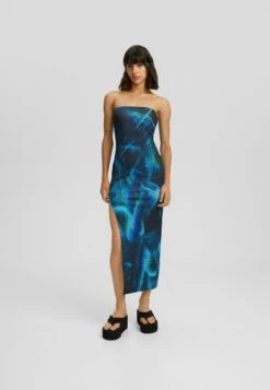 BERSHKA With Print Vestito EstivoBlack Donna Vestiti BEJ21C17T-Q11