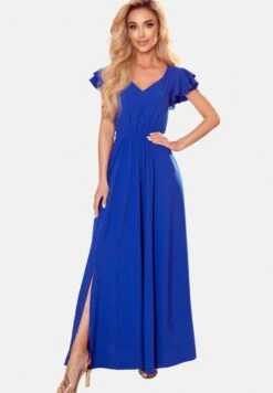 With Ruffles On The ShouldersVestito LungoRoyal Blue Donna Vestiti CBS21C01P-K11