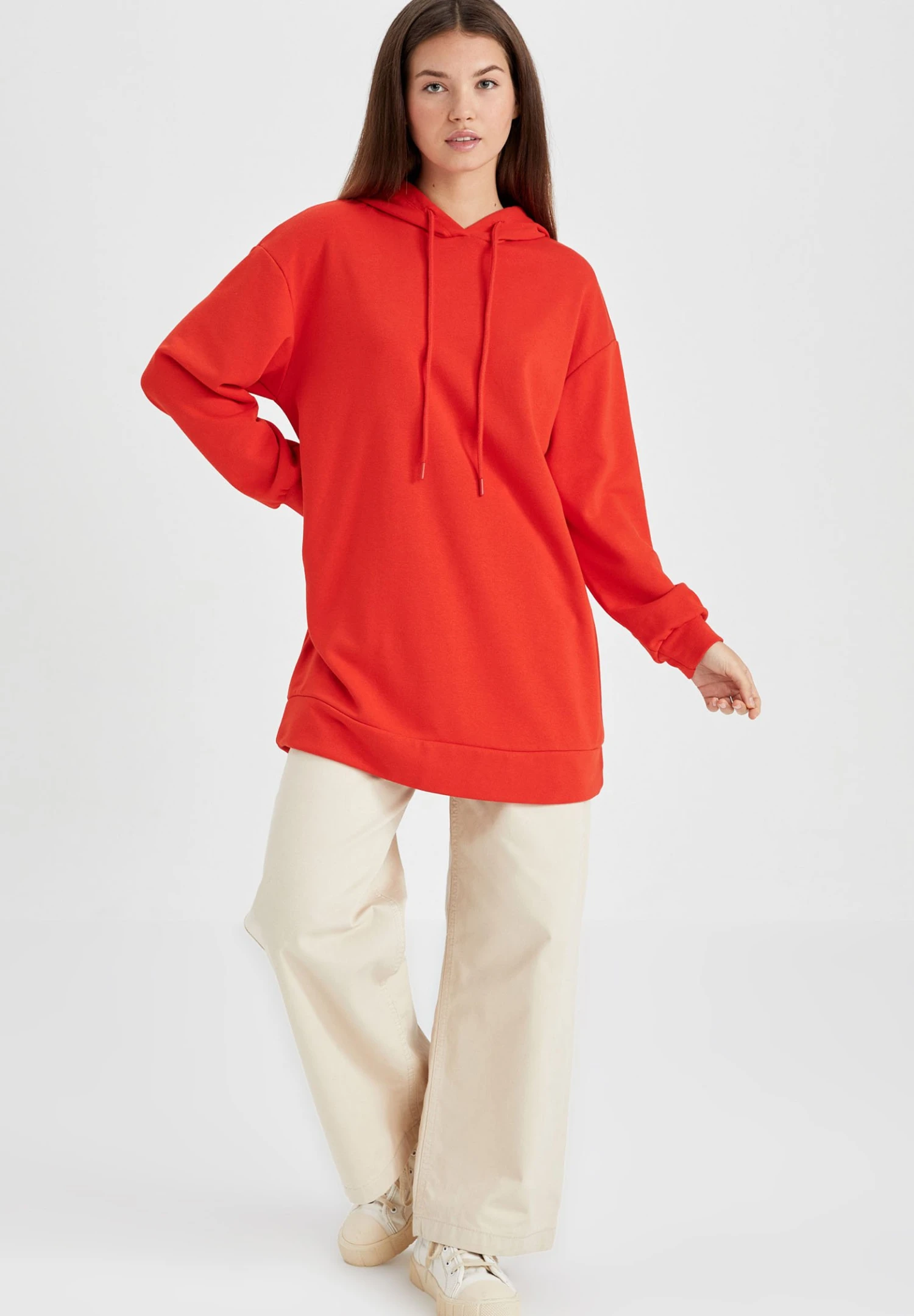 DeFacto Relax Fit- Felpa Con Cappuccio - Red 2 DeFacto Relax Fit- Felpa Con Cappuccio - Red - immagine 2