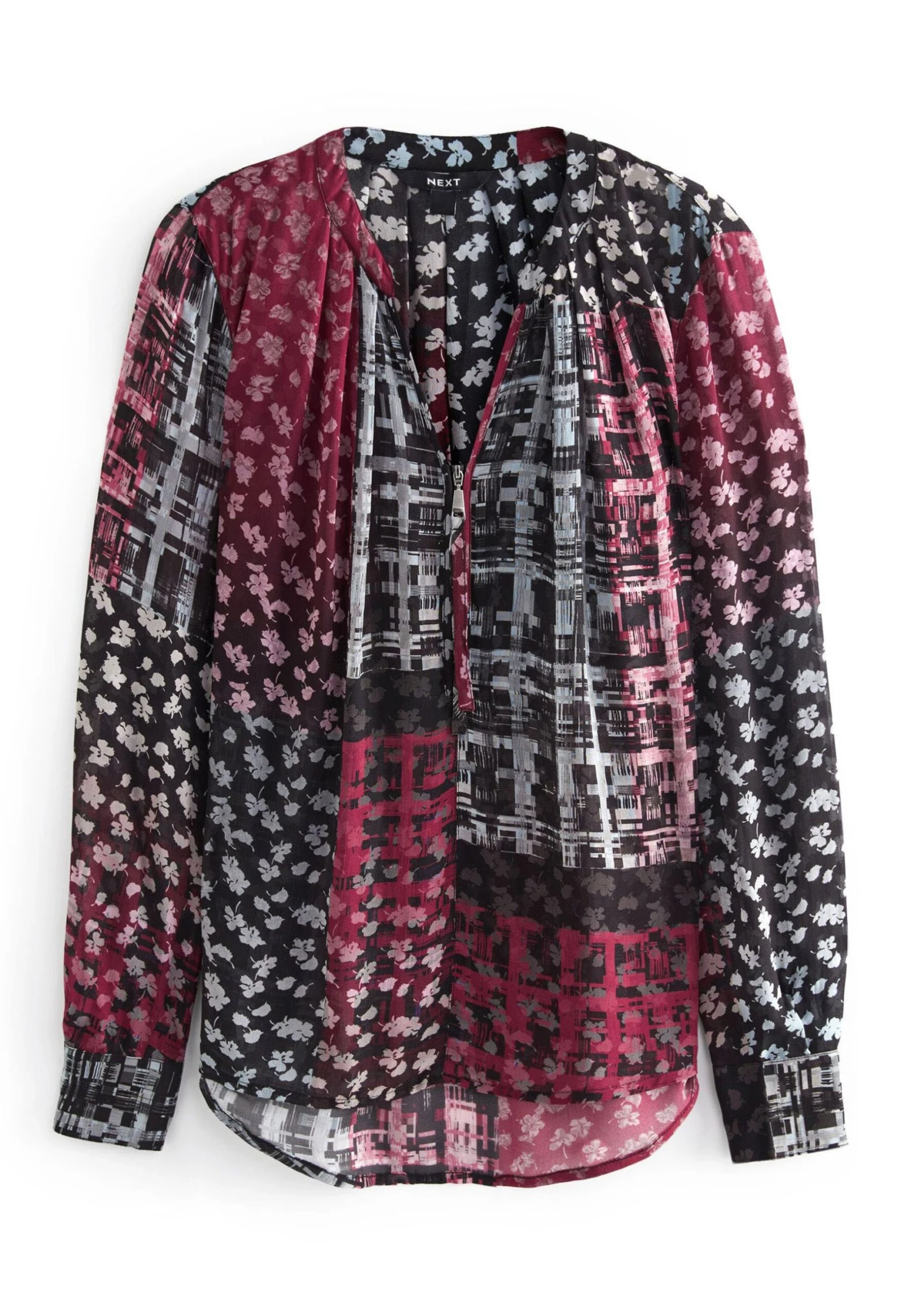 Next V-Neck Zip Detail CamicettaBlack Red Floral Check Donna Camicie E Bluse NX321E23A-Q11 5 Next V-Neck Zip Detail CamicettaBlack Red Floral Check Donna Camicie E Bluse NX321E23A-Q11 - immagine 5