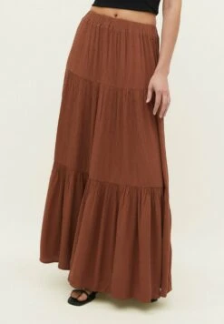 Stradivarius Peasant Gonna LungaBrown Donna Gonne STH21B0HT-O11