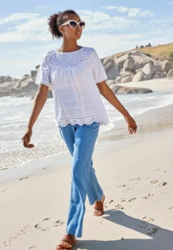 Next Short Sleeve Broderie T-ShirtCamicettaWhite Donna Camicie E Bluse NX321E1WB-A11