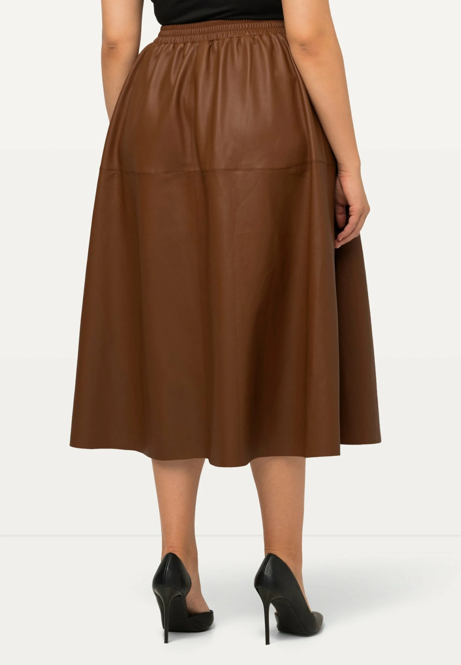 Ulla Popken Midi En Trapèze Au Genou Ceinture Élastique - Gonna A Campana - Erde 3 Ulla Popken Midi En Trapèze Au Genou Ceinture Élastique - Gonna A Campana - Erde - immagine 3