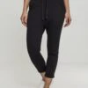 URBAN CLASSICS Ladies Open Edge Terry Turn Up PantsPantaloni SportiviBlack Donna Pantaloni UR621A01M-Q11