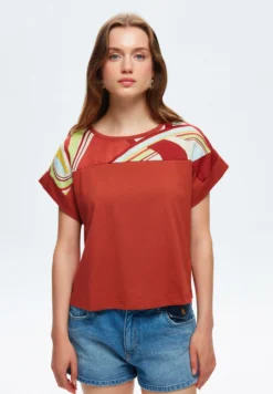 PatternedT-Shirt Con StampaBrown Donna T-shirt E Top ADK21D01U-O11