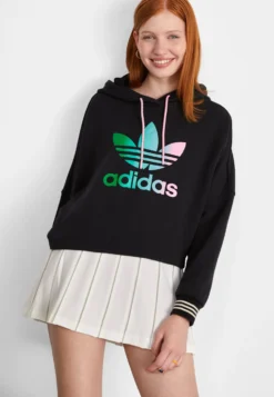 Adidas Originals Adicolor 70S Cropped HoodieFelpaBlack Donna Felpe AD121J1EZ-Q11