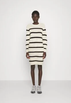 Nmmaysa O-Neck DressAbito In MagliaEggnog/Black Donna Vestiti NOB21C03F-A11